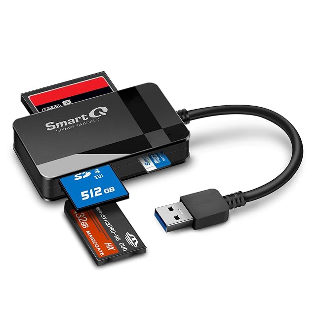 smartQ C368 schwarzer Mehrkartenleser mit Steckplätzen für CompactFlash, SD und Memory Stick