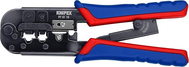 KNIPEX Crimpzange mit Ratschenmechanismus und eingebauten Kabelmessern