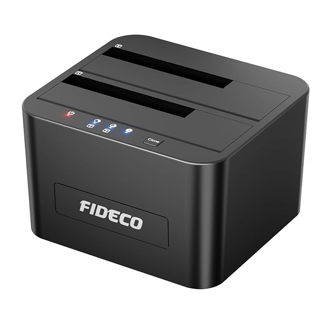 FIDECO schwarze Dockingstation mit zwei Schächten und einer Klontaste