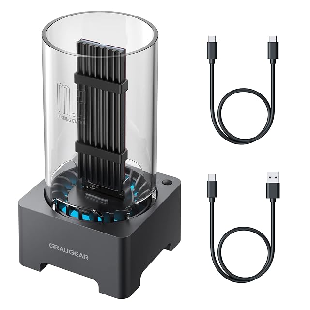 GRAUGEAR M.2-Dockingstation mit einem Steckplatz oben und einem Kühllüfter