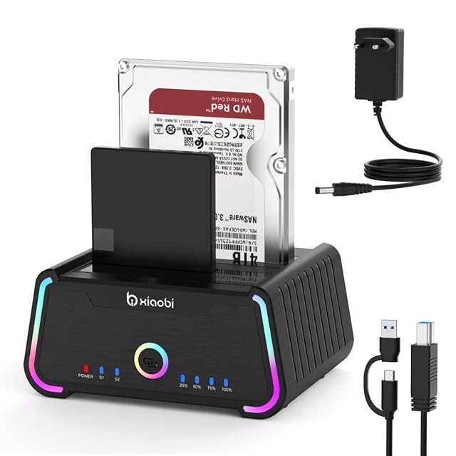 Xiaobi Dockingstation mit zwei Schächten, RGB-Beleuchtung und zwei Steckplätzen