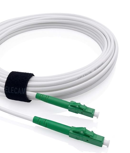 Elfcam lange Glasfaser-Patchleitung simplex mit grünen LC/APC-Steckern an beiden Enden