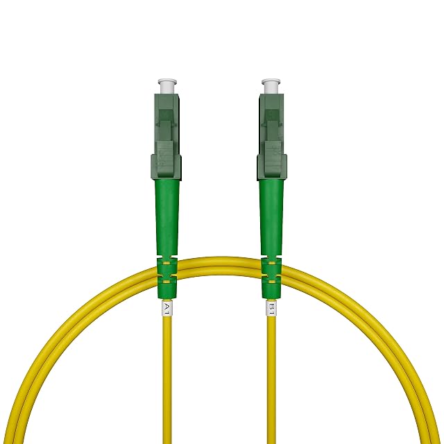 nexinex gelbe Glasfaser-Patchleitung simplex mit grünen LC/APC-Steckern