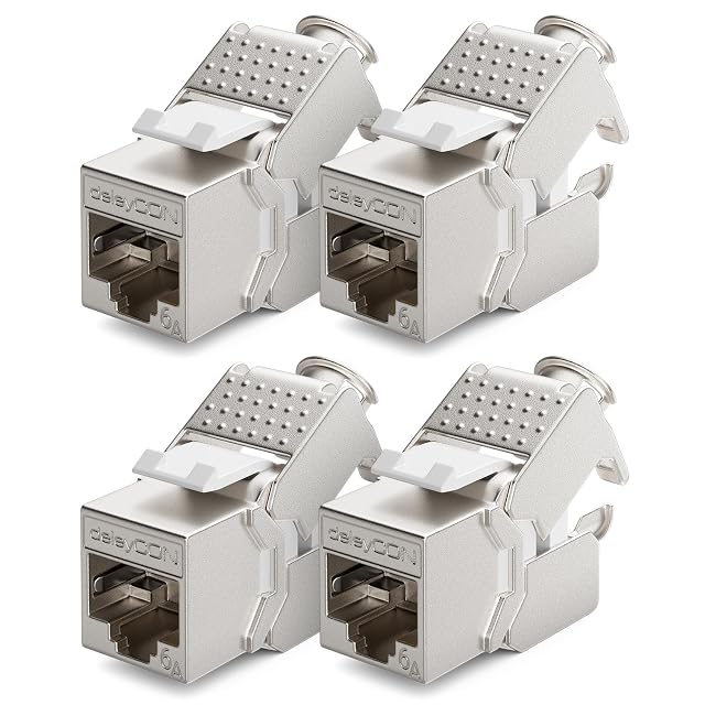 deleyCON geschirmtes Keystone-Modul Cat 6a aus vernickeltem Zink mit einem einschnappenden Körper