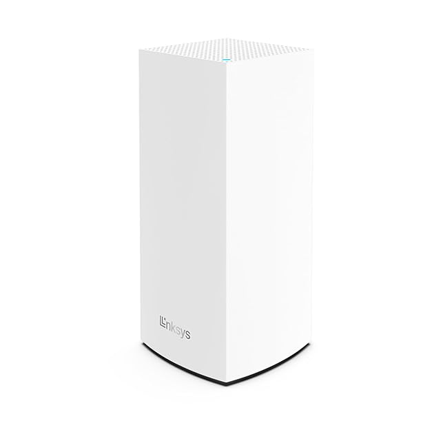 Hoher weißer Tri-Band-Mesh-Knoten Linksys Velop MX4200 von vorn