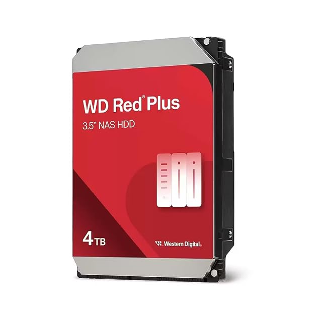 NAS-Festplatte WD Red Plus mit 4 TB im Format 3,5 Zoll mit SATA-Steckverbinder
