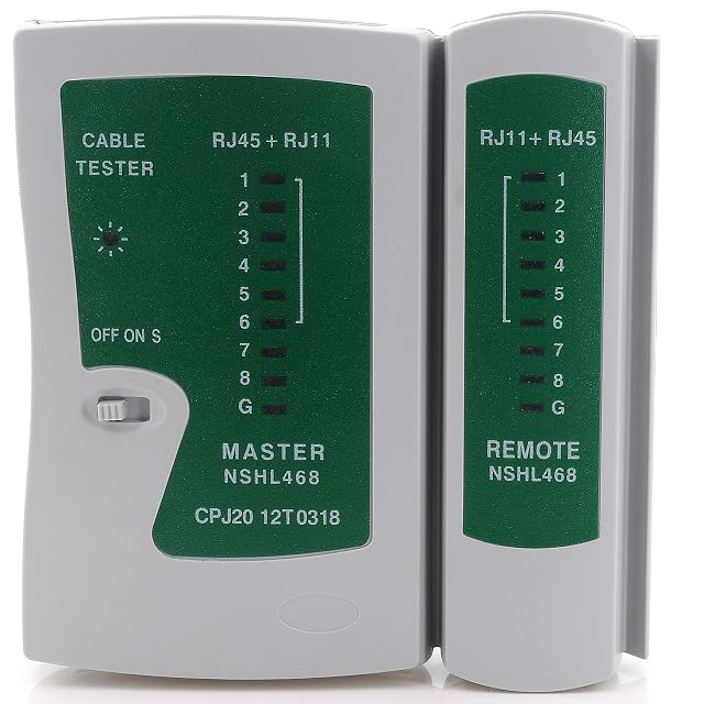 Netzwerkkabel-Tester 1aTTack.de mit Hauptgerät, Gegenstelle und Kunststoffkoffer