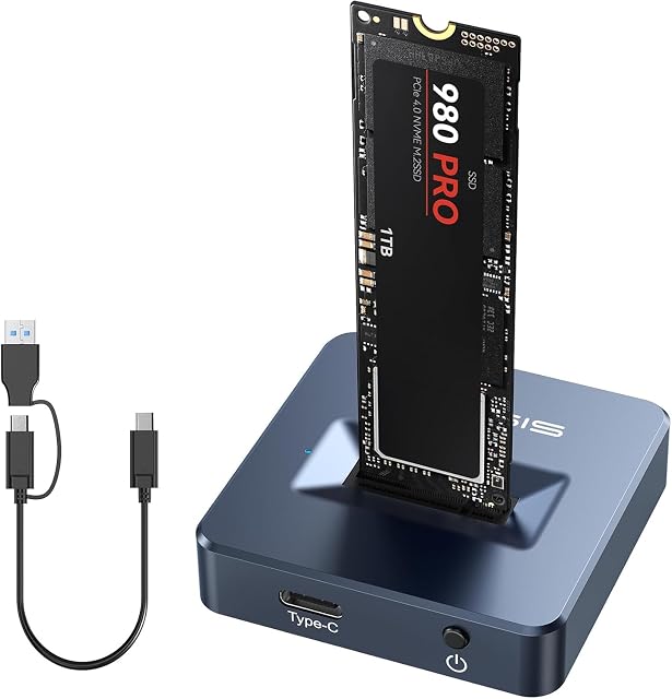 Offene ACASIS Dockingstation für M.2 aus Aluminium mit einem Laufwerksschlitz auf der Oberseite