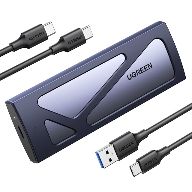 UGREEN silbernes Aluminiumgehäuse für M.2-NVMe-SSDs mit einer USB-C-Buchse und einer Statusleuchte