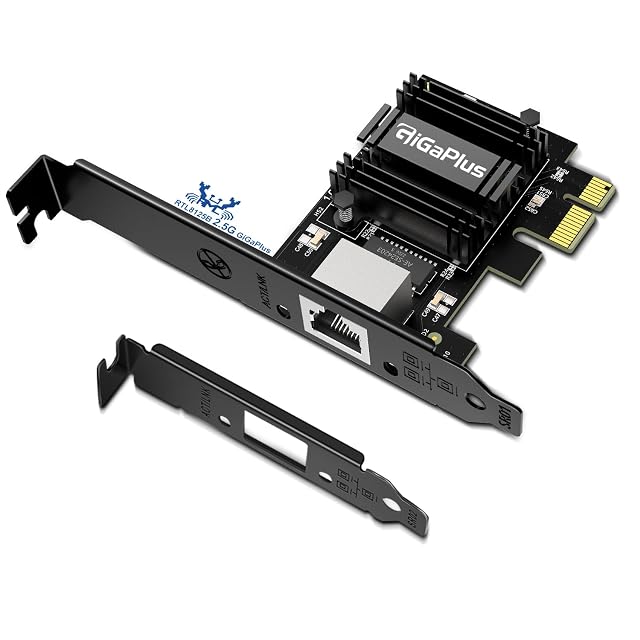 PCIe-Netzwerkkarte GigaPlus mit 2,5 Gigabit, einer RJ45-Buchse und einem niedrigen Slotblech