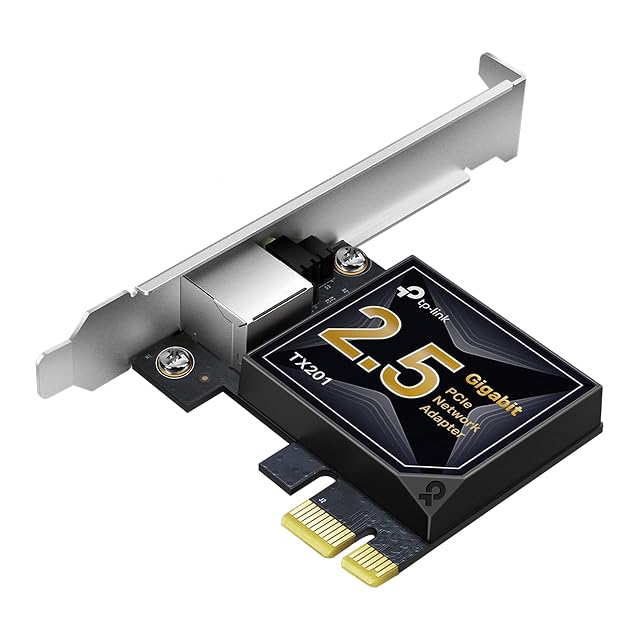 PCIe-Netzwerkkarte TP-Link TX201 mit einer RJ45-Buchse und einem Slotblech in voller Höhe
