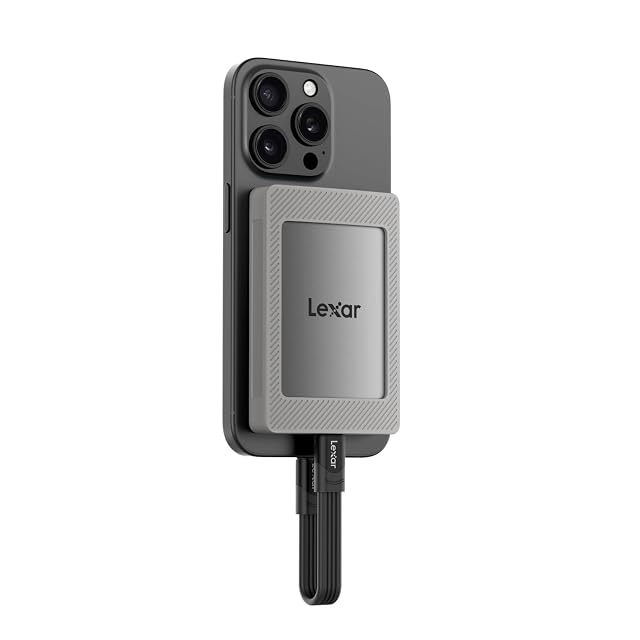 Portable SSD Lexar ES4 mit 2 TB, magnetischer Silikonhülle und magnetischem Ring