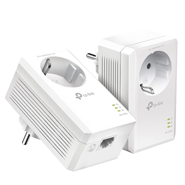 TP-Link TL-PA7017P Powerline-Adapter mit einer Durchgangssteckdose und einem Gigabit-Ethernet-Port