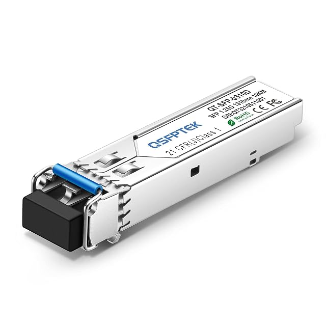 QSFPTEK Gigabit-SFP-Sender-Empfänger mit einem optischen LC-Duplex-Anschluss und einem Metallkörper