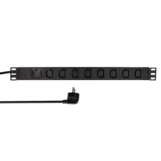 LogiLink PDU8A01 schwarze 19-Zoll-Steckdosenleiste für den Schrank mit IEC-C13-Auslässen
