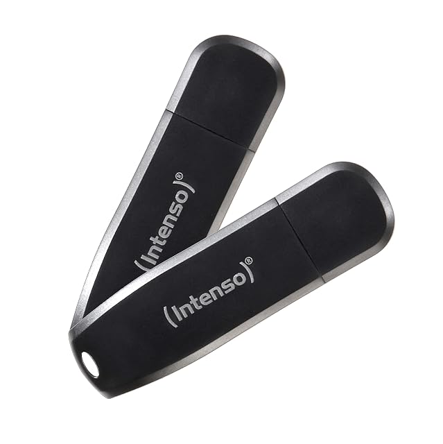 Zwei schwarze Intenso Speed Line USB-Sticks mit 128 GB, als Paar geliefert