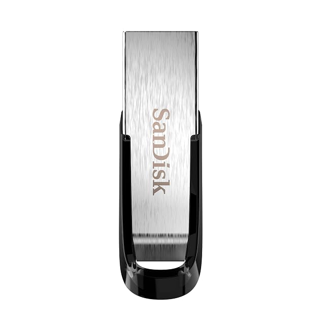 SanDisk Ultra Flair USB-Stick mit 128 GB, schwarz-silbernem Metallkörper und einem USB-Type-A-Stecker