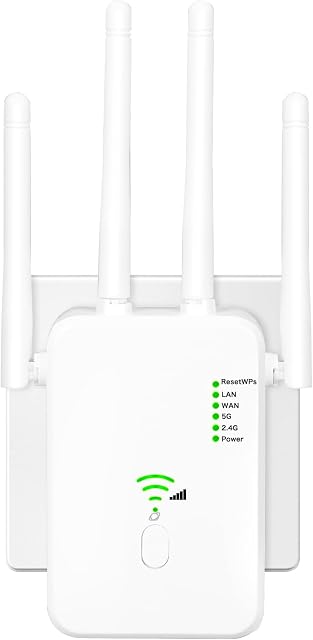 Weißer Dualband-WLAN-Repeater von Bfhdbdt mit vier äußeren Antennen