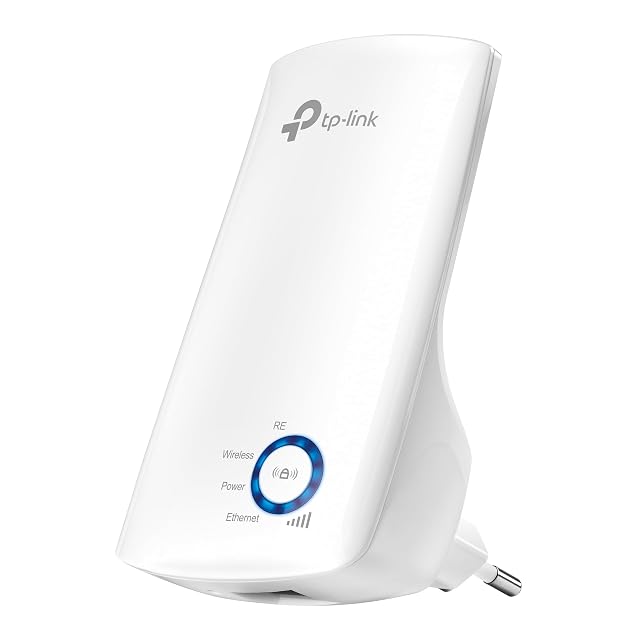 TP-Link TL-WA850RE, kleiner weißer Repeater als Zwischenstecker mit einer Reihe Signalleuchten