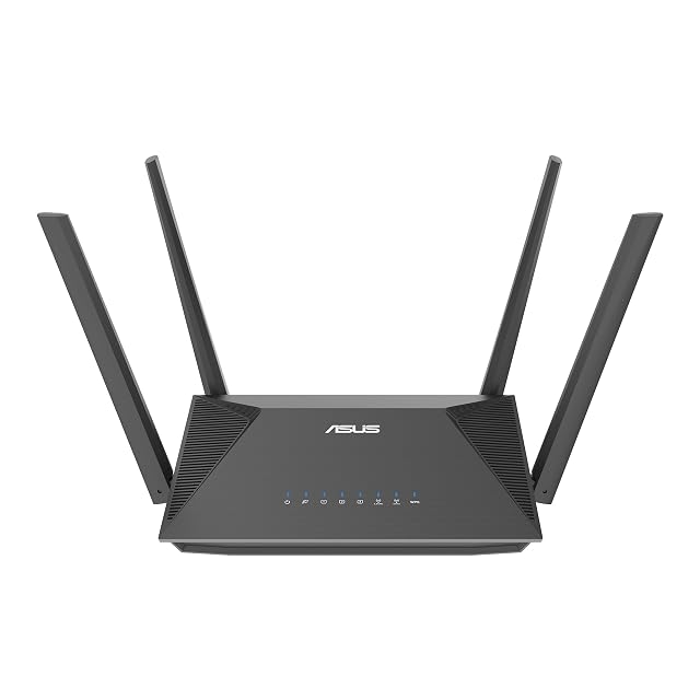 ASUS RT-AX52 Pro, schwarzer Router mit vier äußeren Antennen