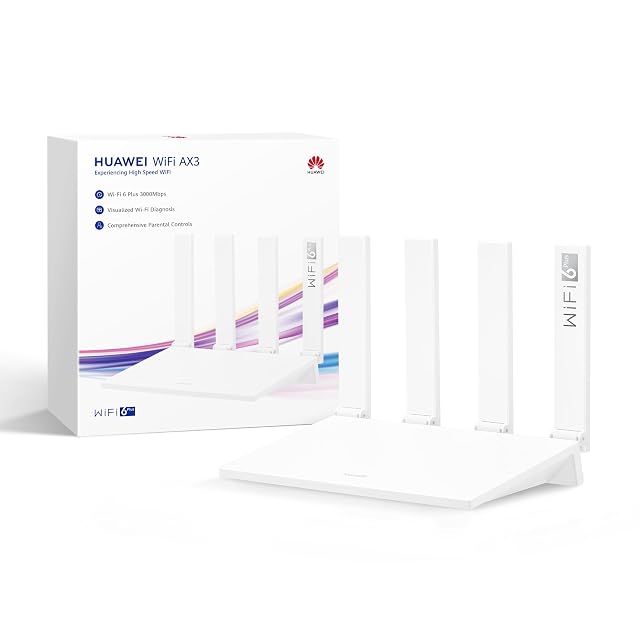 HUAWEI WiFi AX3 New, weißer Router mit vier aufgestellten äußeren Antennen